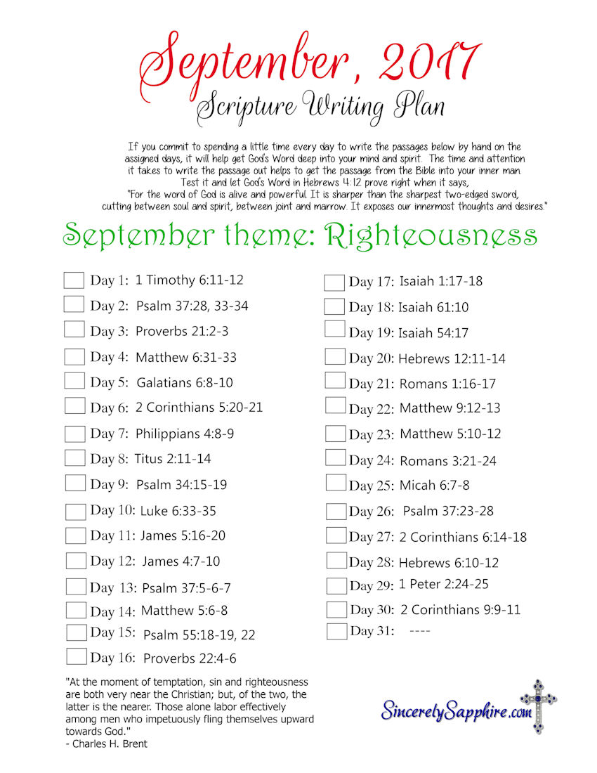 September Scripture Writing Plan