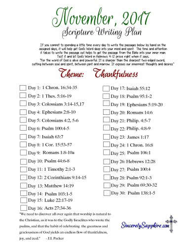 November 2017 Scripture Writing Plan