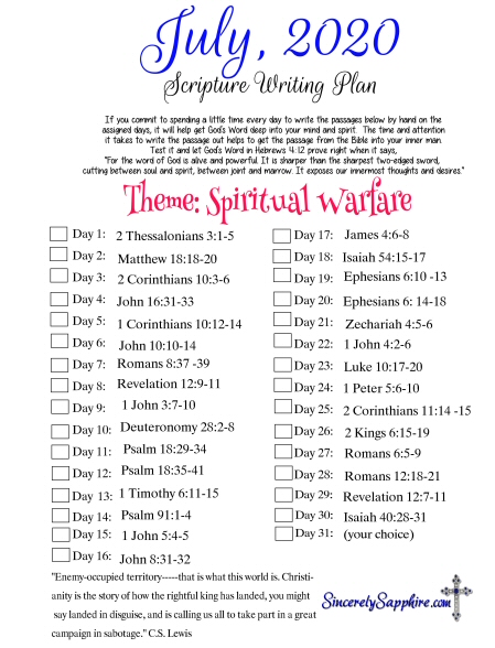 July 2020 scripture writing plan click here