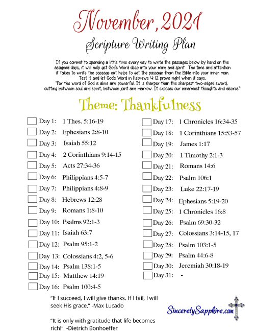 Click here for the full size pdf version of the November 2021 scripture writing plan