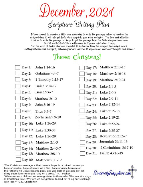 Click here for December 2021 scripture writing plan