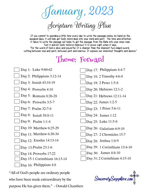 January Scripture Writing Plan Click here