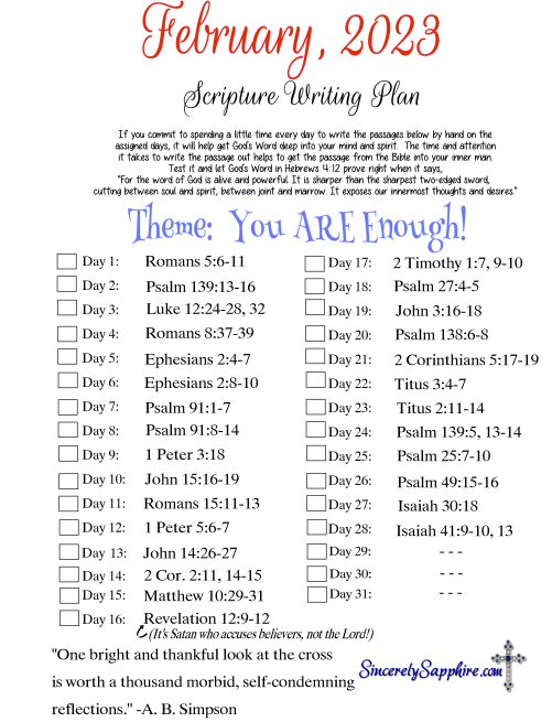 February 2023 scripture writing plan thumbnail