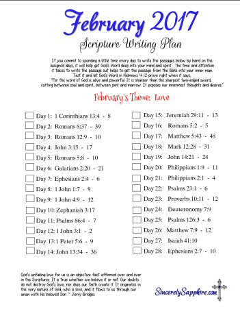 Scripture Writing Plan for February 2017
