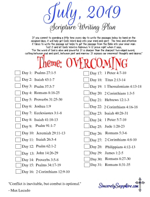 Scripture Writing Plan for July 2019