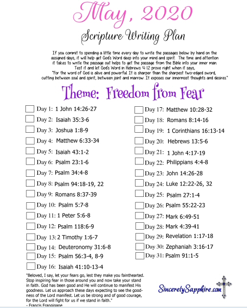 May 2020 Scripture Writing Plan click here