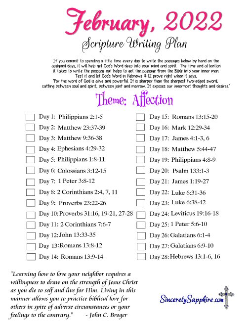 Scripture writing plan for February 2022 thumbnail