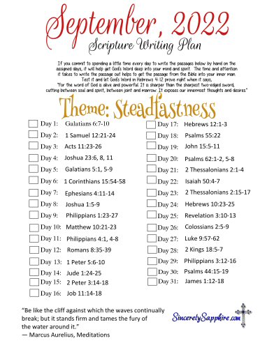 September 2022 scripture writing plan click here