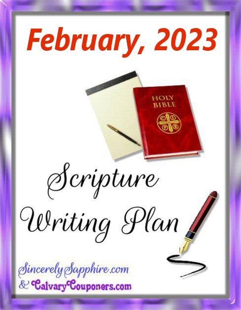 February 2023 scripture writing plan header